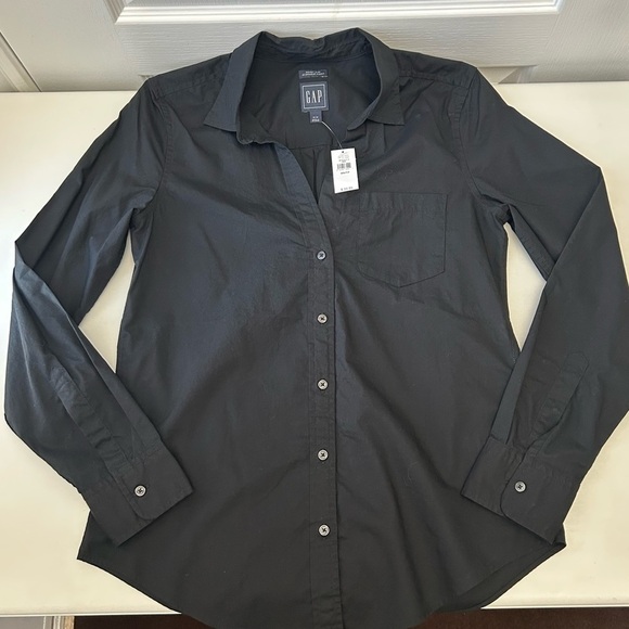GAP Women’s Perfect Shirt Long Sleeve Cotton Button Down True Black Size XS NWT - Picture 13 of 13